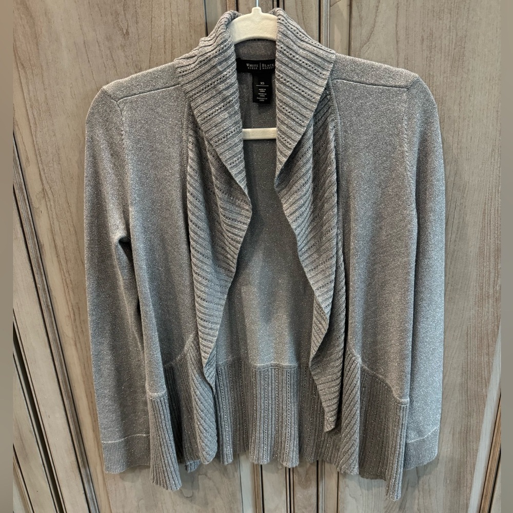 White House Black Market Silver/Grey Cardigan XS